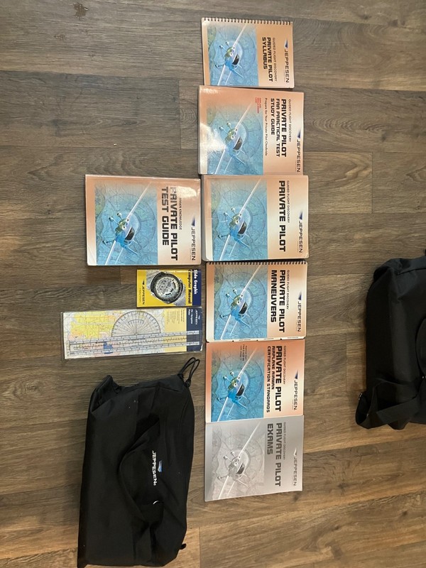 Jeppesen Private pilot, instrument, commercial study guide book set with bags gallery
