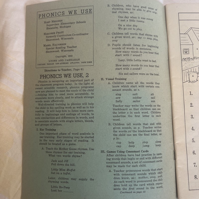 Vintage Phonics We Use 2 1951 Educational 64 Page Workbook by Lyons & Carnahan gallery