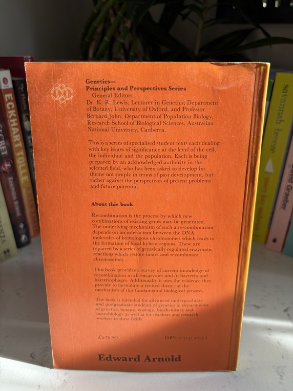 The Genetics of Recombination D. G. Catcheside Paperback Edward Arnold 1977 Gen… gallery