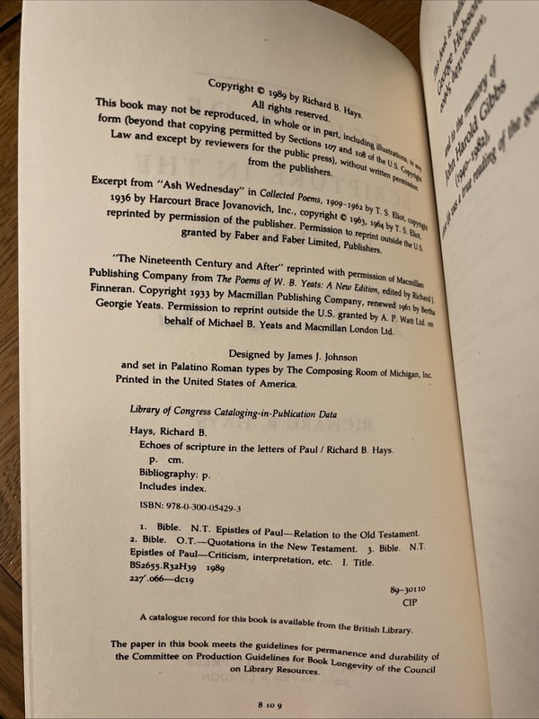 Richard B Hays: Echoes Of Scripture In The Letters Of Paul Tr Pbk Yale 1989 gallery
