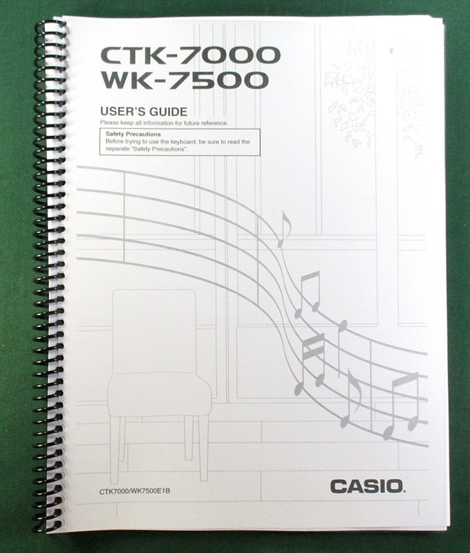 Casio CTK-7000 Instruction Manual: 168 Pages Coil Bound & Clear Covers!