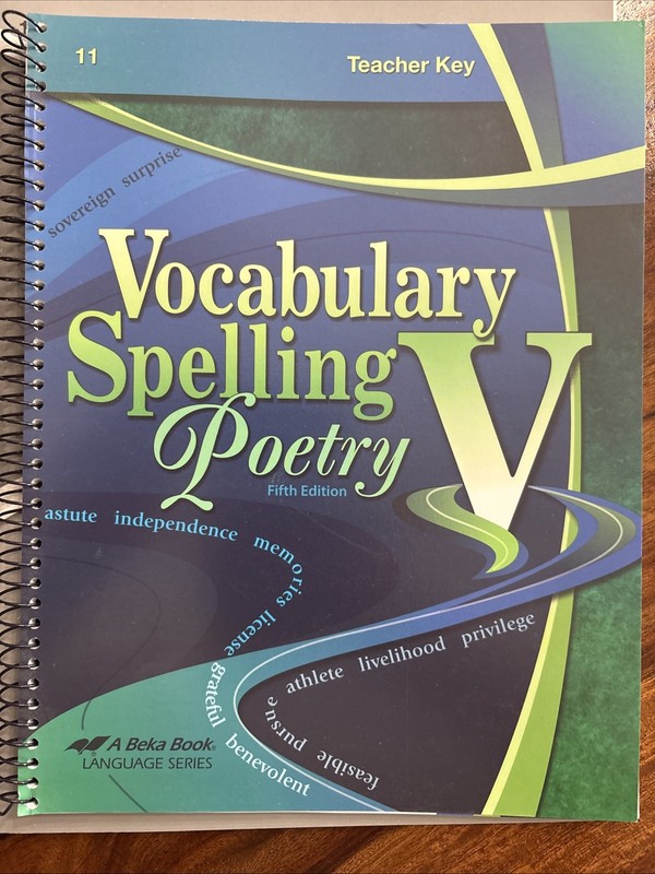 Abeka Vocabulary, Spelling & Poetry V Teacher & QuizKeys - 11th Grade - 2 Books gallery