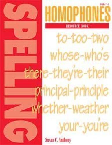 Homophones Resource Book – Paperback By Susan C. Anthony – GOOD