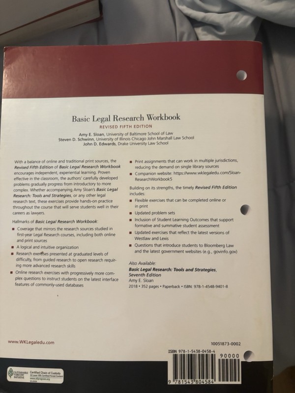 Aspen Coursebook Ser.: Basic Legal Research Workbook gallery