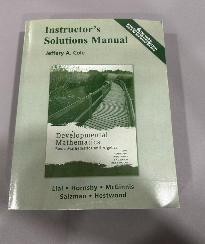 Instructor’s Solutions Manual Developmental Mathematics Math And Algebra Paper