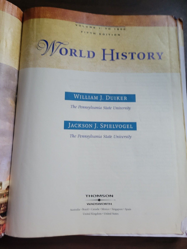 World History 5th Edition 2007 Thomson Wadsworth Volume 1 to 1800 Acceptable gallery