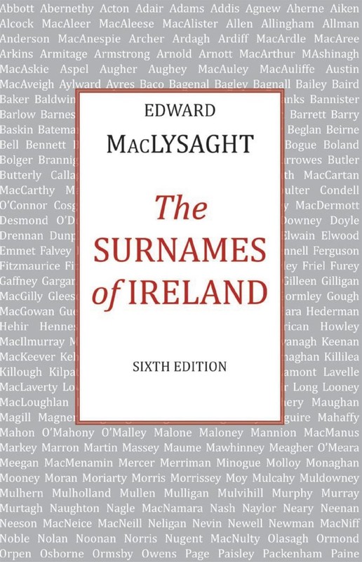 Surnames of Ireland – paperback MacLysaght, Edward