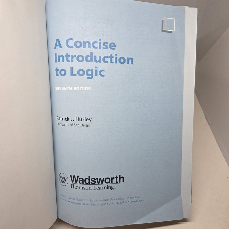 Logic by Patrick Hurley Seventh Edition 1999 Unopened CD Hardcover Wadsworth Pub gallery