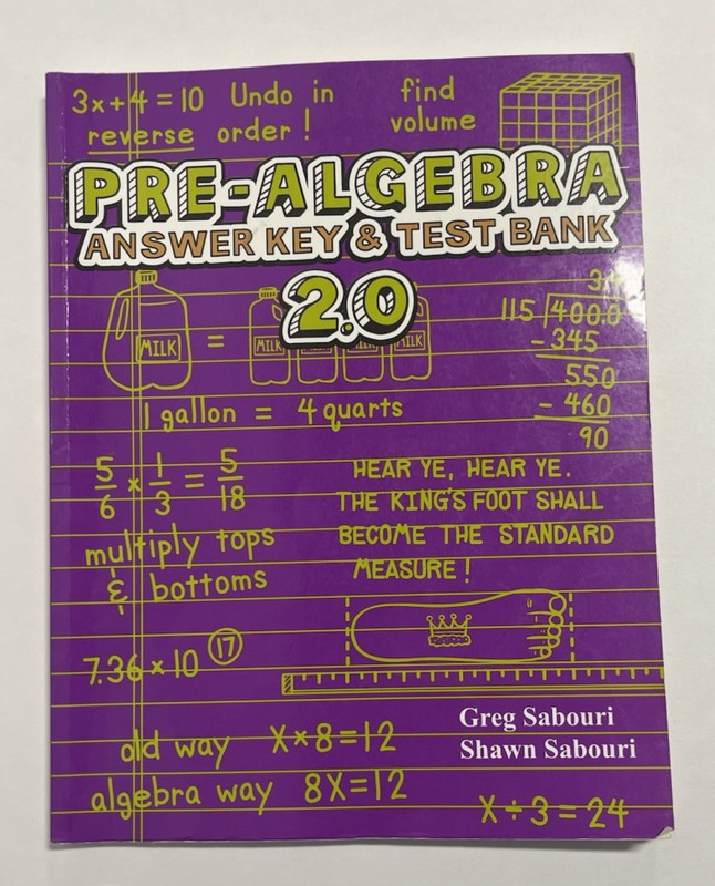 Pre-Algebra 2.0 Answer Key and Test Bank Teaching Textbook Math PB
