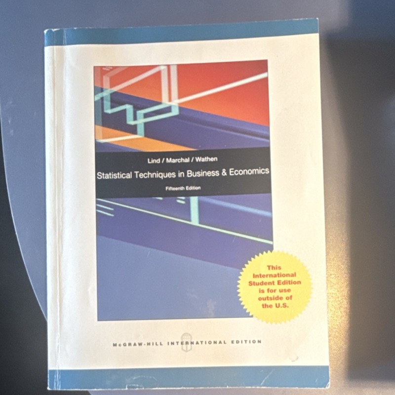 McGraw-Hill Statistical Techniques in Business & Economics by Lind 2012 PB Int’l