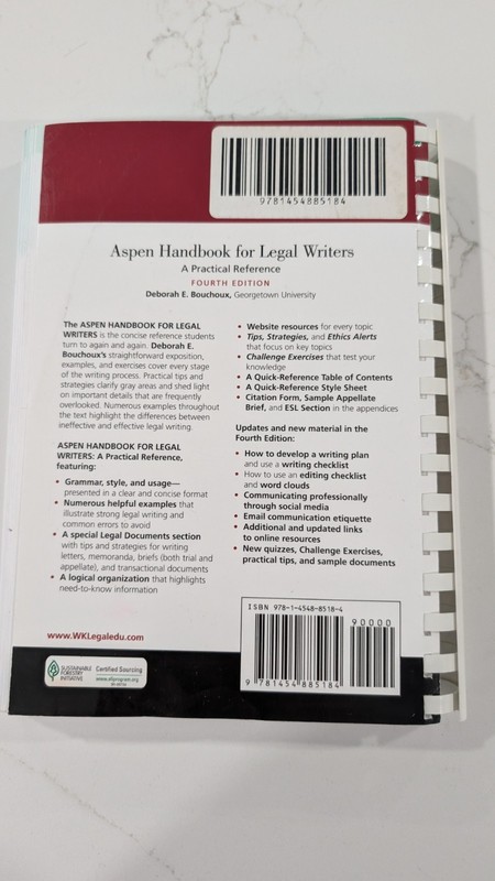 Aspen Coursebook Ser.: Aspen Handbook for Legal Writers : A Practical Reference gallery