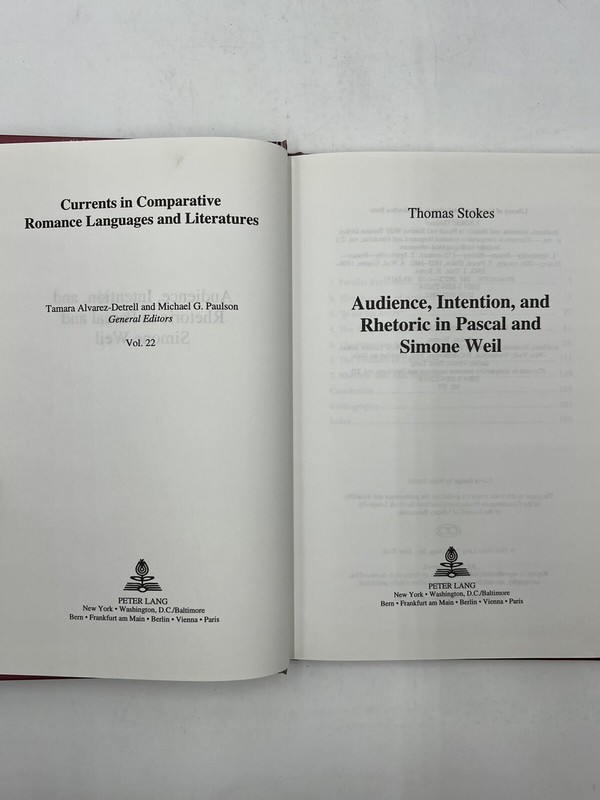 Audience, Intention, and Rhetoric in Pascal & Simone Weil Thomas Stokes Vol. 22 gallery
