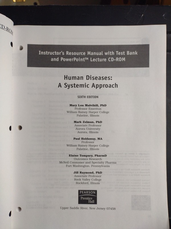 Human Diseases : 6th Ed Teacher's Manual W/CD Test Bank & Power Point VG Cond gallery