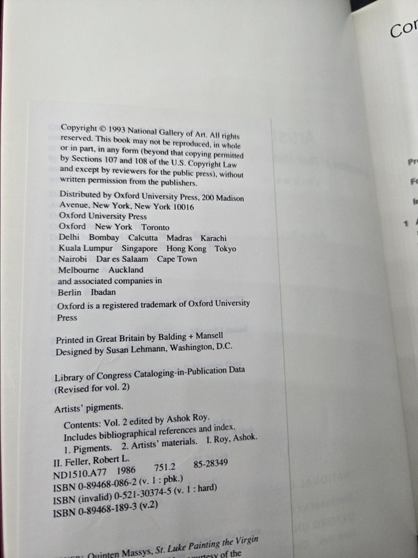 Artists Pigments a Handbook of Their History and Characteristics Vol. 2 Roy HB gallery