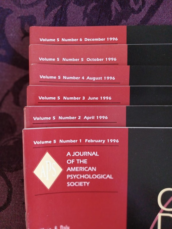 Current Directions in Psychological Science (Volume 5, Num. 1,2,3,4,5 & 6) 1996