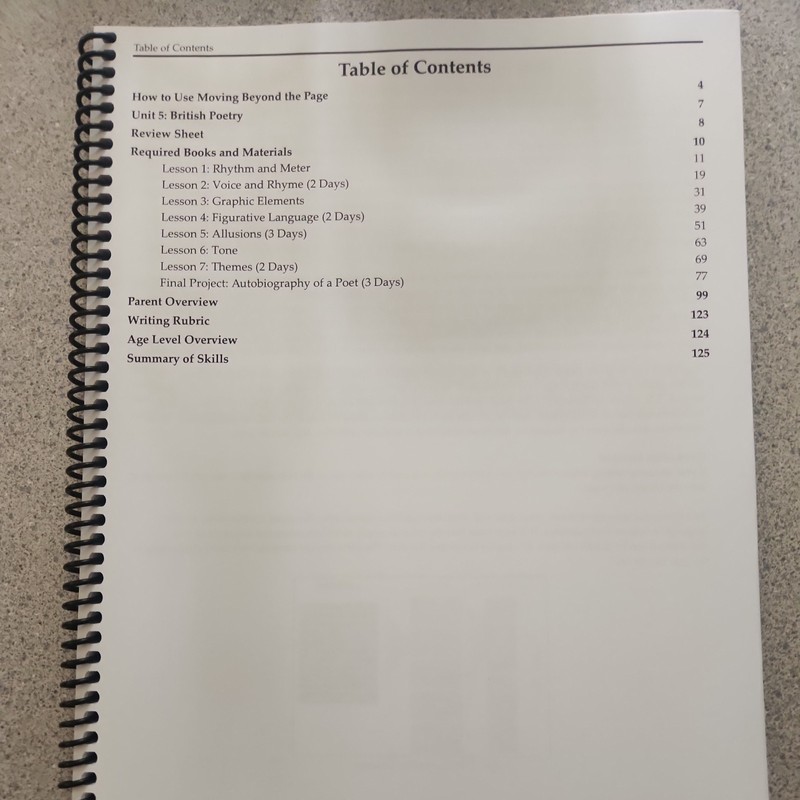 Moving Beyond the Page British Poetry Language Arts Homeschool Curriculum gallery