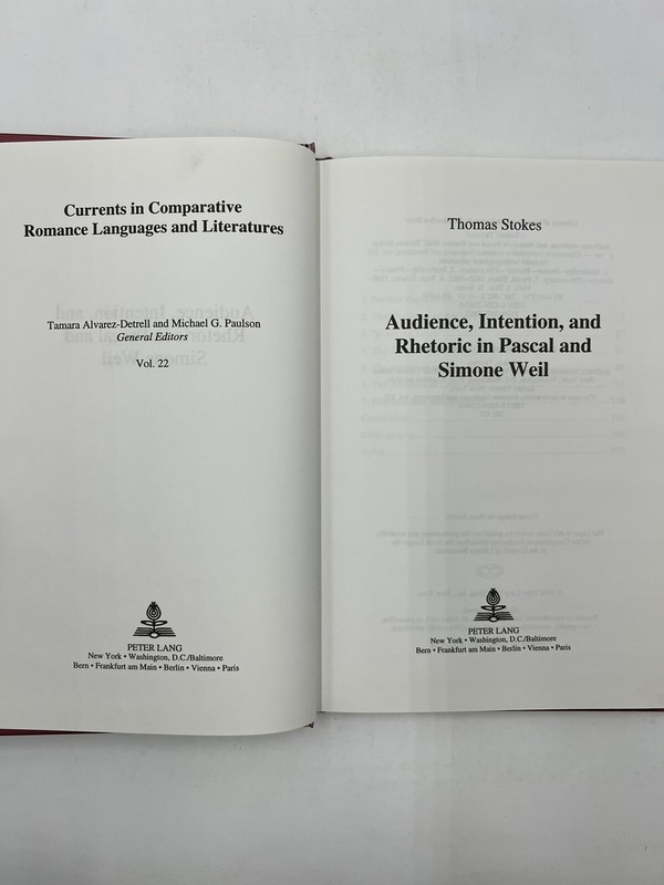 Audience, Intention, and Rhetoric in Pascal & Simone Weil Thomas Stokes Vol. 22 gallery