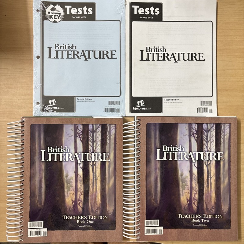 Lot 4 BJU Press British Literature Set 2nd Ed Teacher’s Edition Tests Answer Key
