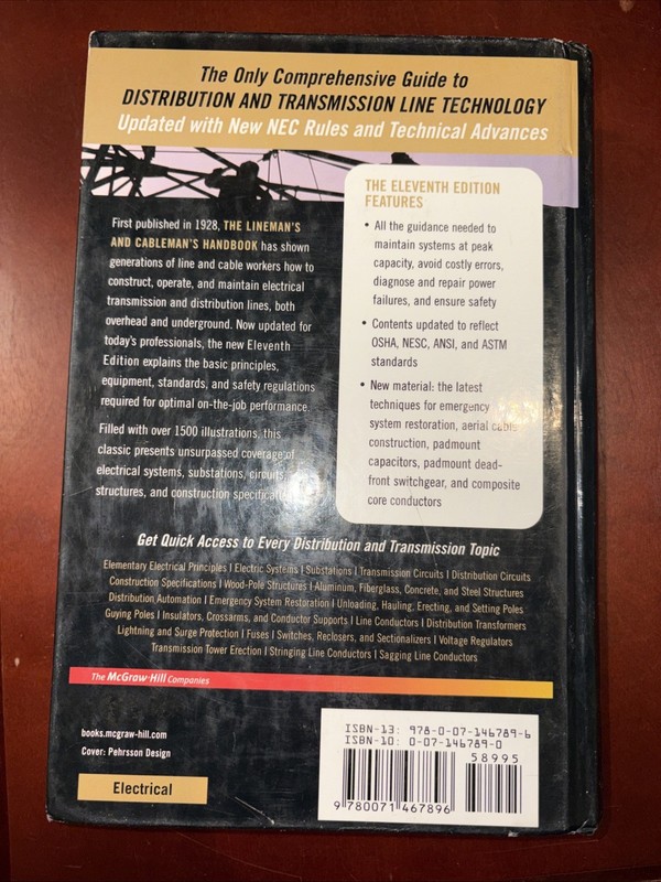 Lineman and Cableman's Handbook By Shoemaker And Mack 11th Edition. (# 1133-1) gallery