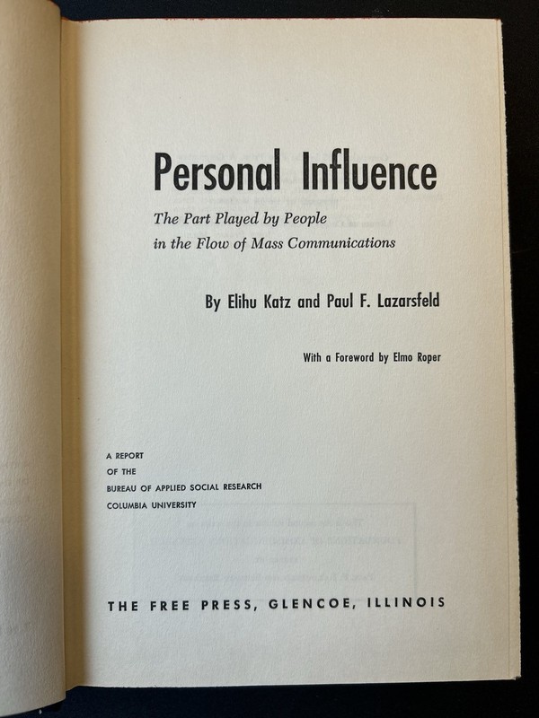 Personal Influence 1955 1st Edition Katz Lazarsfeld Sociology Mass Communication gallery