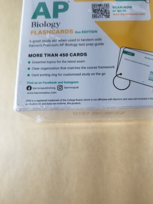 Barron's AP Biology Flashcards 2nd Edition 450+ Cards New Sealed gallery