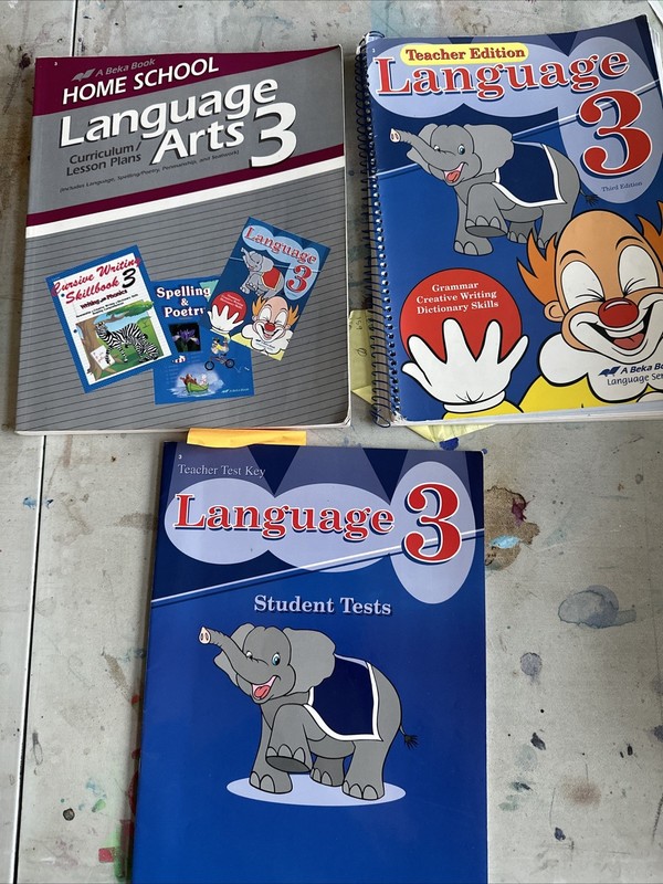 Lot Of 3 Language 3 : A Beka 3rd Ed, Teacher Test Key And Curriculum.