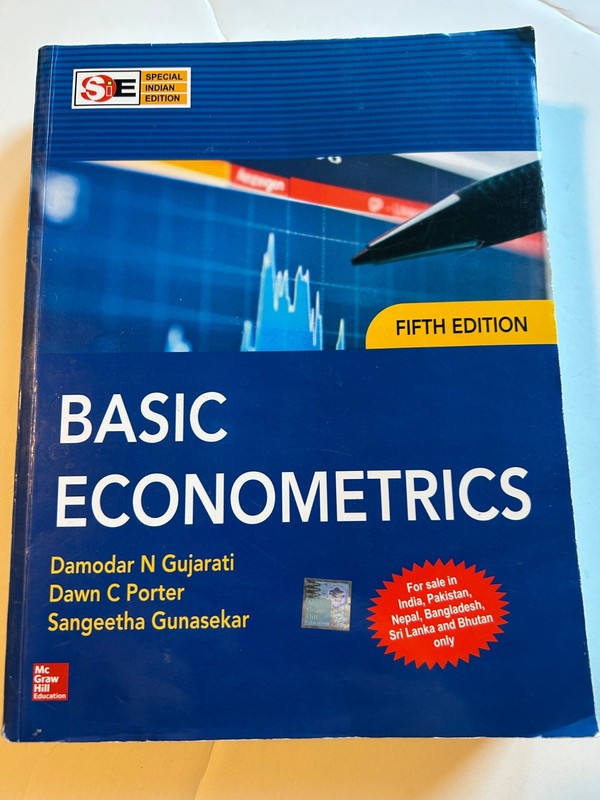 Basic Econometrics 5E – Pbk – Porter/Gunasekar/Gujarati – International Edition