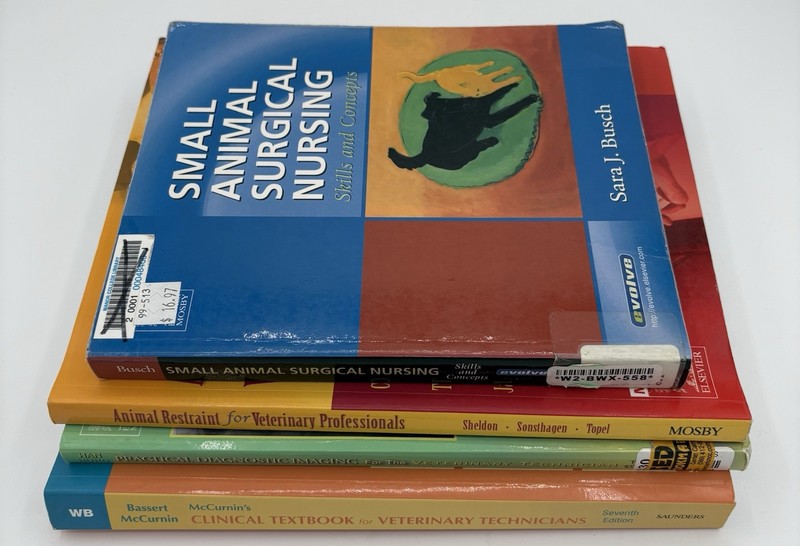 Lot Of 4 Veterinary Nurse Technician Small Large Animal Textbooks 2000s