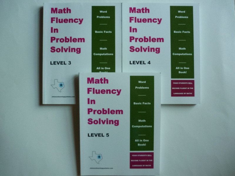 Math Fluency in Problem Solving Johnson Learning Systems 3 book set levels 3-5