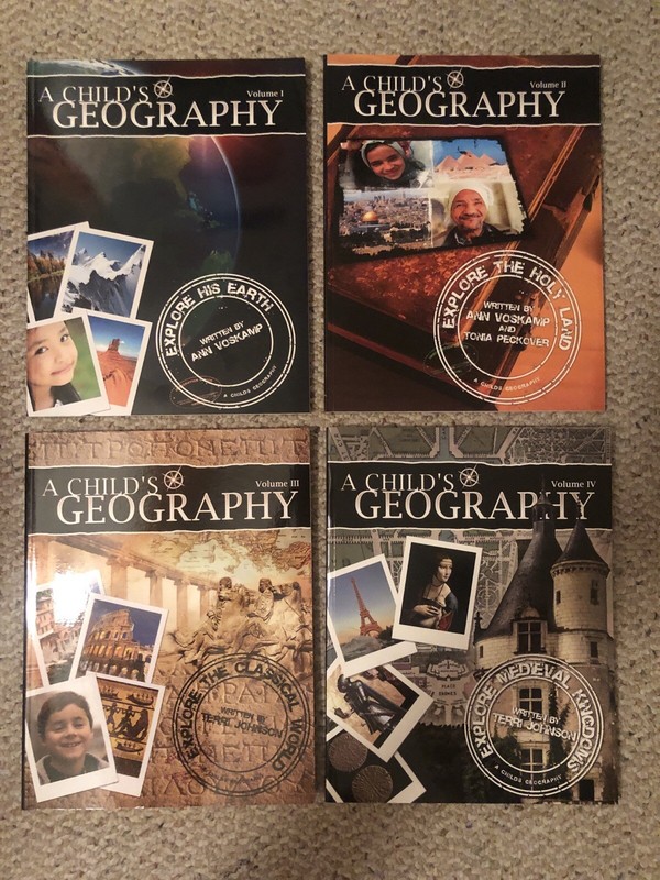 NEW Lot of 4, A Child’s Geography Curriculum By Ann Voskamp, Vol 1-4 w/ CD Discs