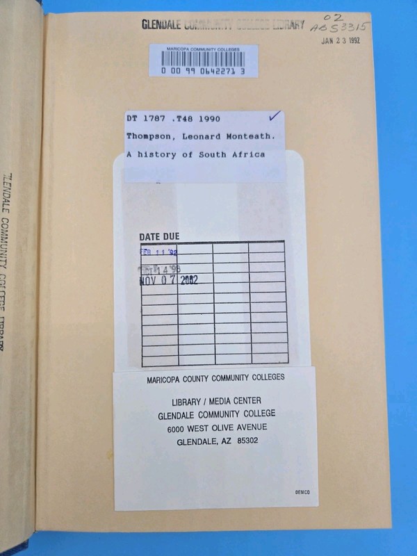 A History of South Africa 1990 Leonard Thompson HBDJ Ex-Lib gallery