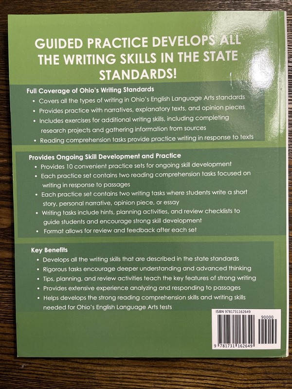 Ohio Test Prep Writing Skills Workbook Daily Ela Practice Grade 3 :LN gallery