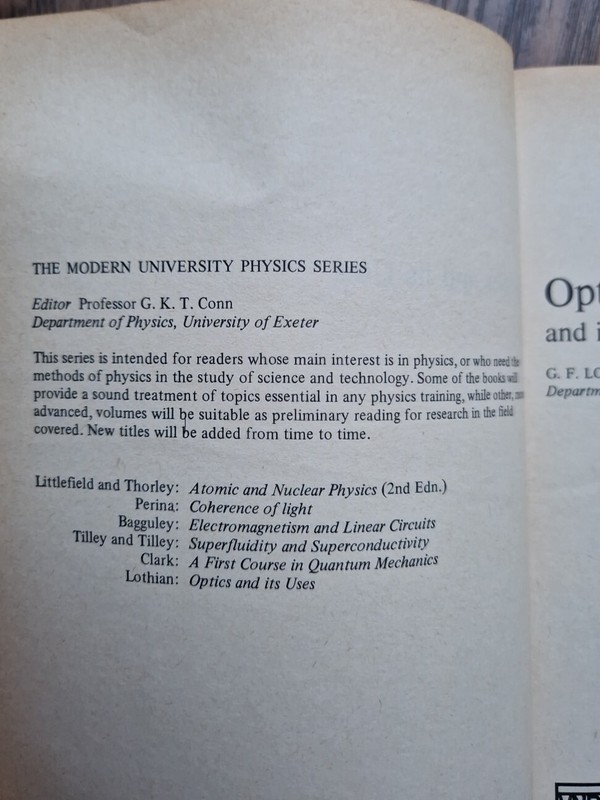 Optics And Its Uses By G.F. Lothian 1975 gallery