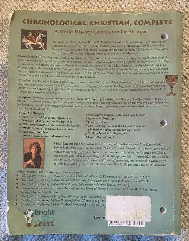 Mystery of History Vol II - The Early Church and the Middle Ages Hobar Paperback gallery