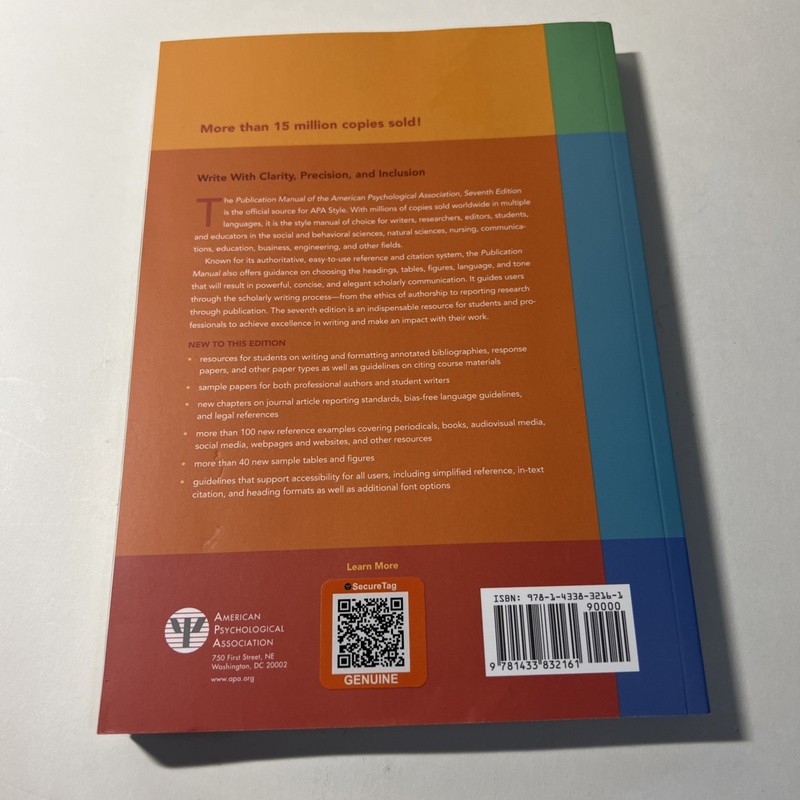 Publication Manual (OFFICIAL) 7th Edition of the American Psychological..VG gallery