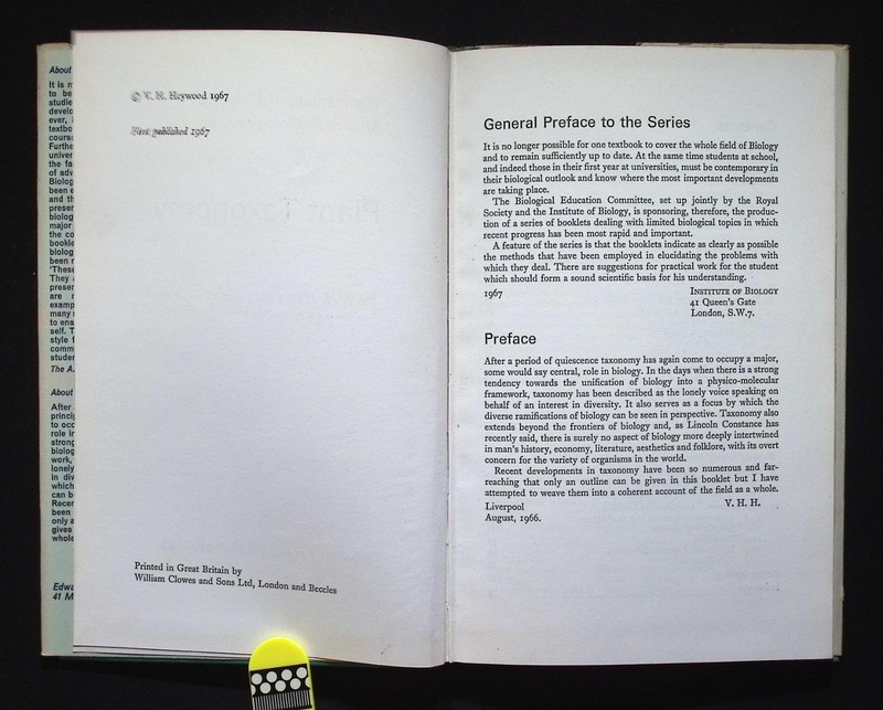 Studies in Biology No. 5 : Plant Taxonomy by V. H. Heywood, 1967 1st Edition HB gallery