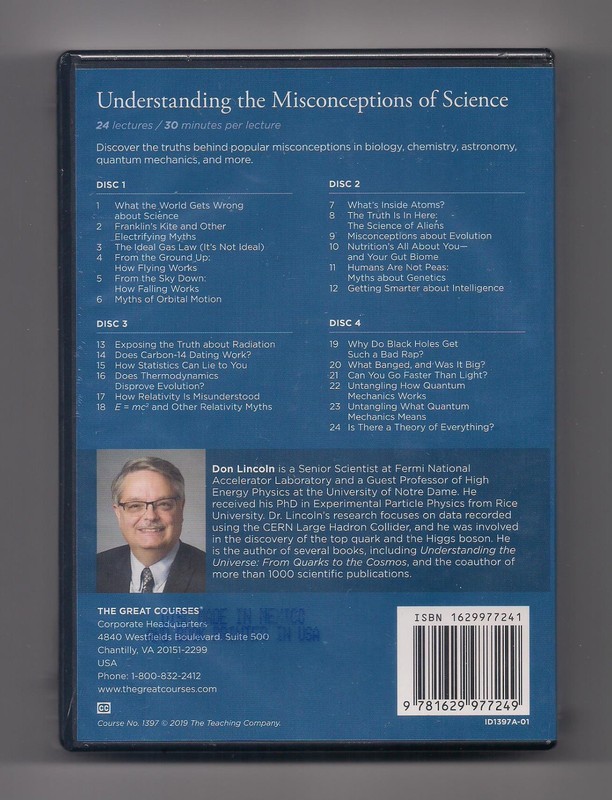UNDERSTANDING THE MISCONCEPTIONS OF SCIENCE 4-DVD set + Book SEALED Great course gallery