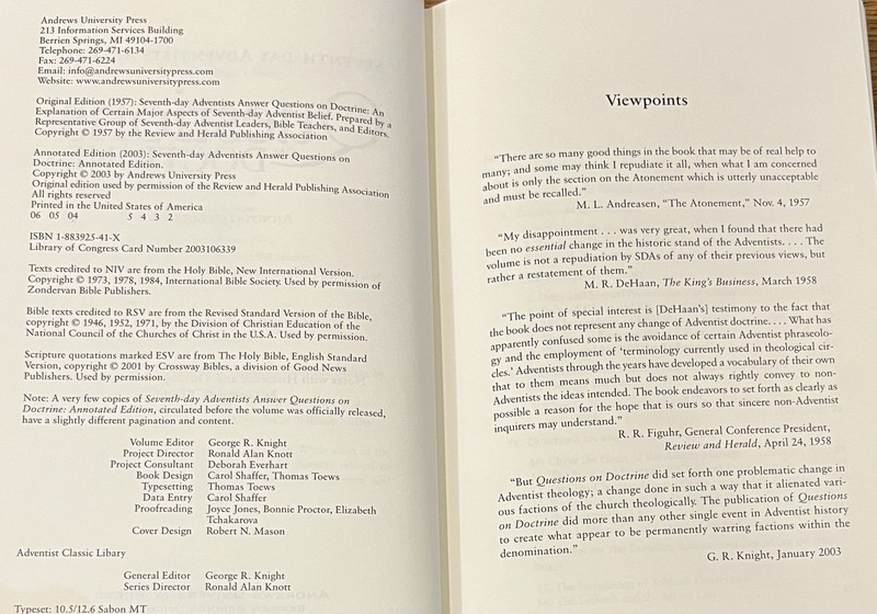 Adventist Classic Library: Questions on Doctrine Annotated Rare Nice binding gallery