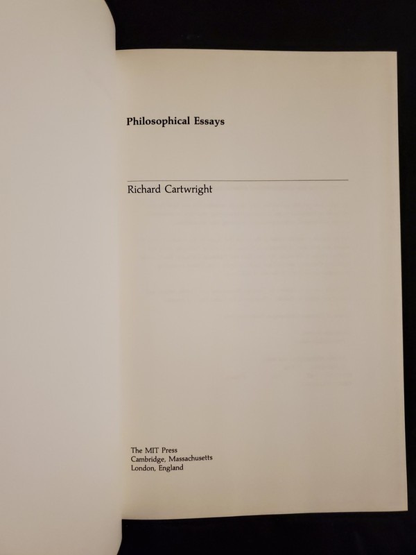 Philosophical Essays by Richard Cartwright 1987 Hardcover DJ Book *NEAR FINE* gallery