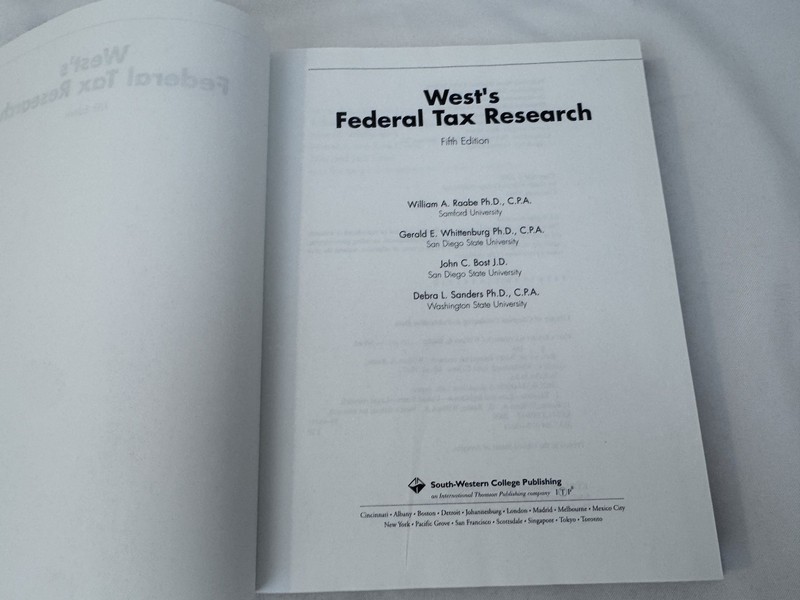 West's Federal Tax Research by Raabe, Whittenburg, Bost Saunders 5th Ed. gallery