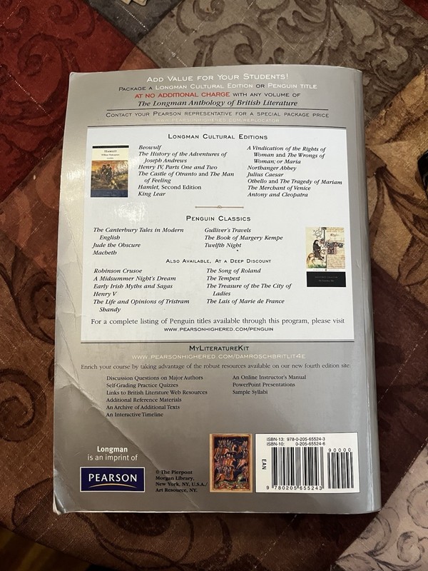 The Longman Anthology of British Literature Vol 1 4th Ed 2010 PB Pearson gallery