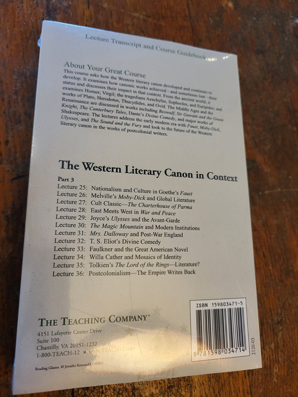 Great Courses: Western Literary Canon in Context, PT 1- 3, Books only - SEALED gallery