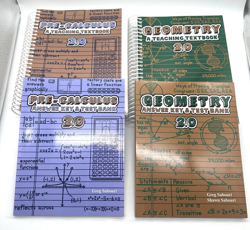 Teaching Textbooks Geometry 2.0 & Pre Calculus 2.0 + Answer Key & Test Bank