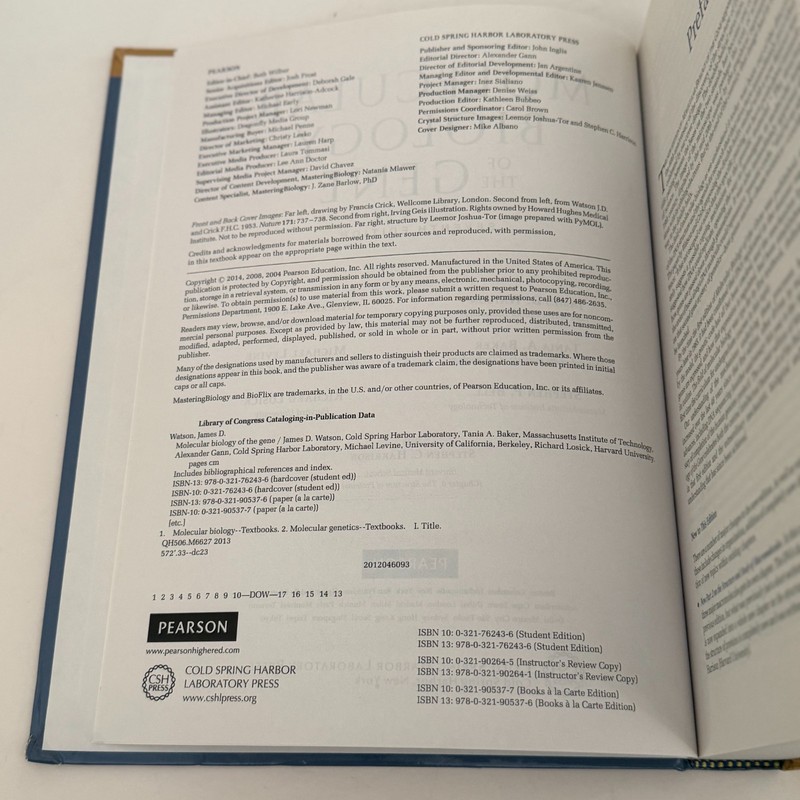 Molecular Biology of the Gene Seventh Edition Hardcover 2014 Watson Baker Bell gallery