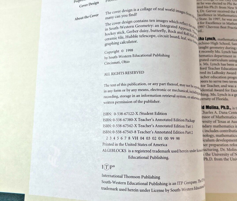 South-Western Geometry An Integrated Approach 1998 Teacher Bundle 0538675233 gallery