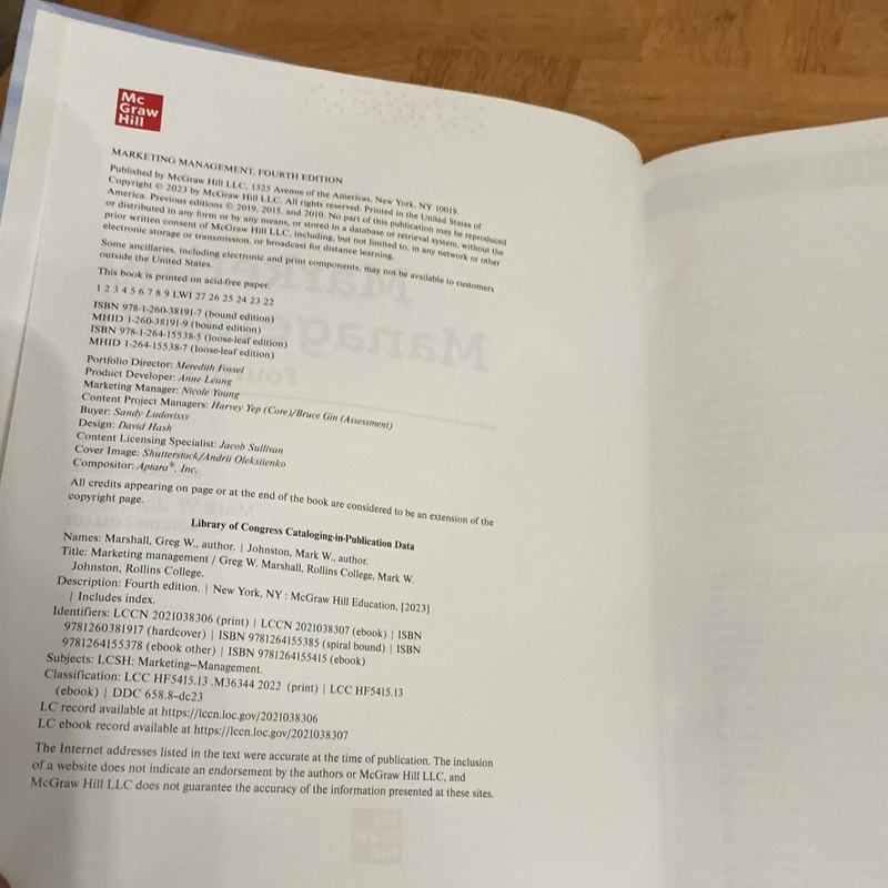 Marketing Management Fourth Edition by Marshall & Johnston McGraw Hill gallery