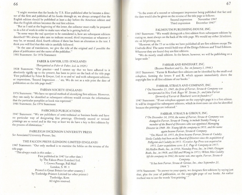 FIRST EDITIONS:A Guide to Identifications by Zempel and Verkler (1985 HC/DJ) gallery