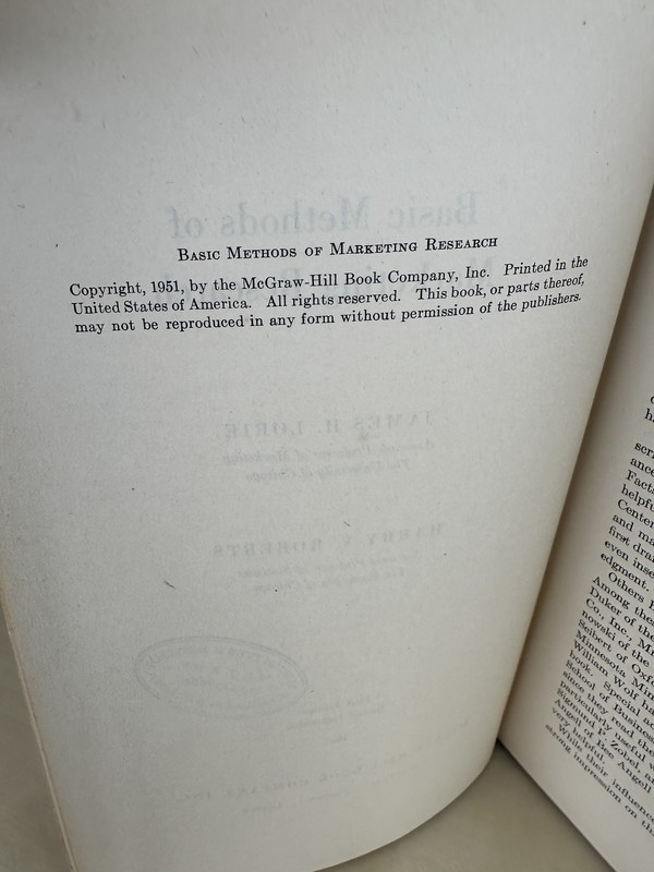 Basic Methods of Marketing Research Lorie Roberts 1951 McGraw-Hill Hardcover gallery