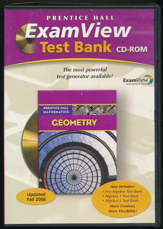 ExamView Test Bank CD-ROM Prentice Hall Geometry Pre-Algebra Algebra 1 & 2