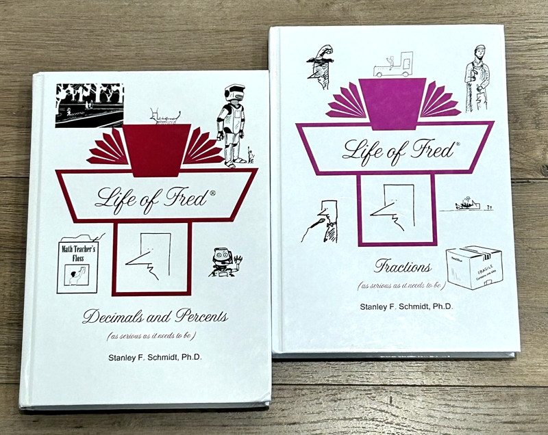 Life of Fred Math Set of 2 Hardcover Texts Fractions & Decimals and Percents